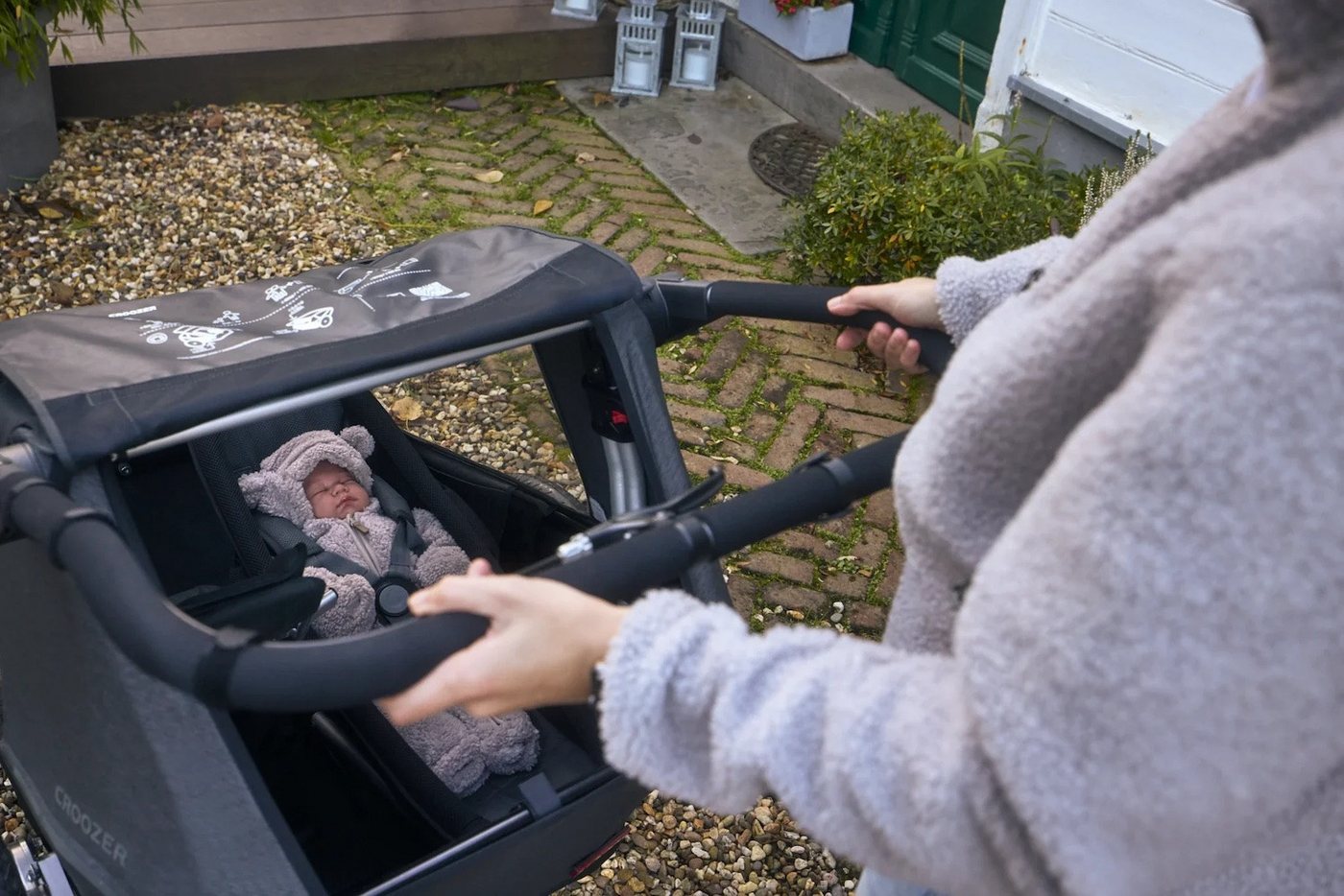 Croozer Fahrradkinderanhänger Yuuna Kid Modul Premium Sitz Geschwister (Yuuna + 2 Prem. Sitze), Zwei kombinierbare Module (Kind u. Hund, 2 Kinder, Hund und Gepäck)