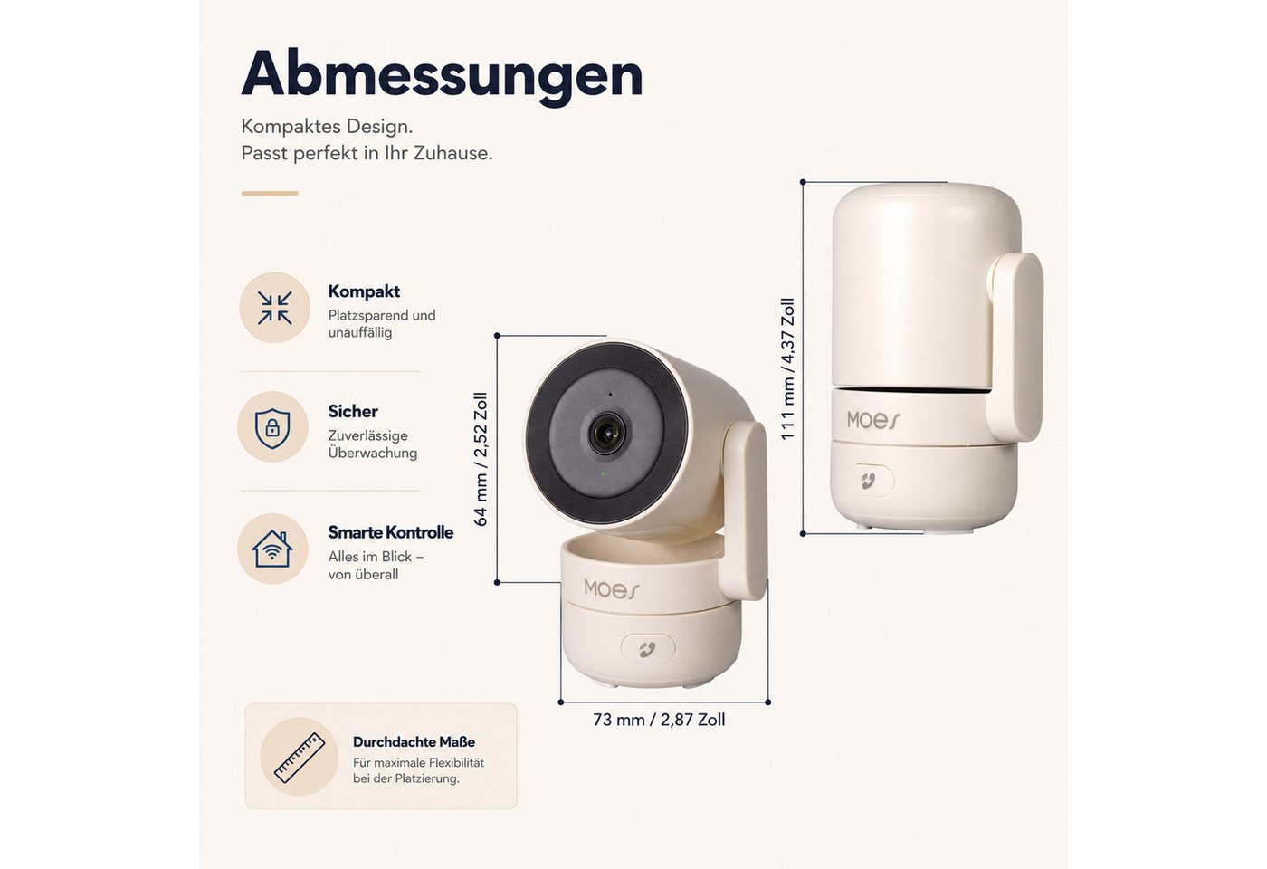 HS.SUPPLY Überwachungskamera 4MP WLAN Überwachungskamera Innen PTZ Nachtsicht App (Innenbereich, Direkt einsatzbereit, 360° schwenkbar, 180° neigbar, Infrarot-Nachtsicht, Privatsphäre-Modus) Bild 5