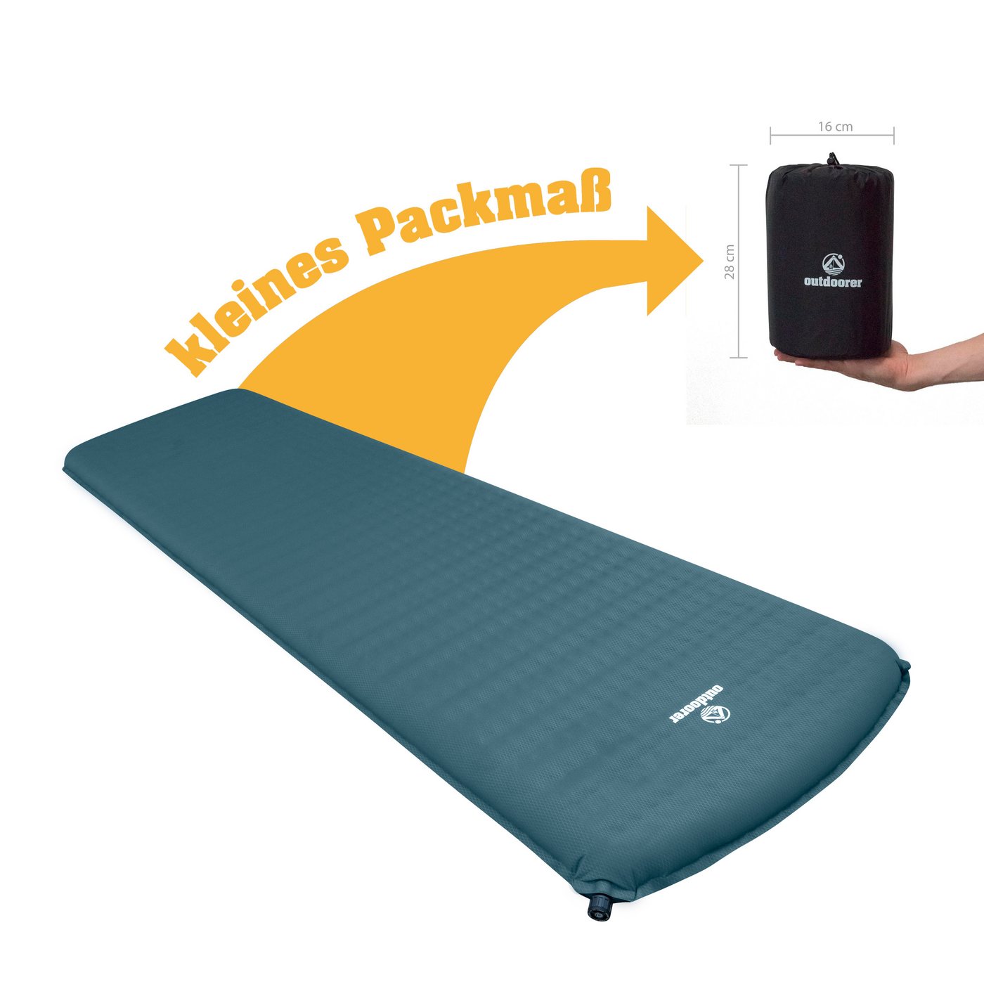 outdoorer Isomatte selbstaufblasbar Trek Bed 2, leichte Isomatte für Trekking & Camping, selbstaufblasend, R-Wert 4, ultraleicht, kleines Packmaß