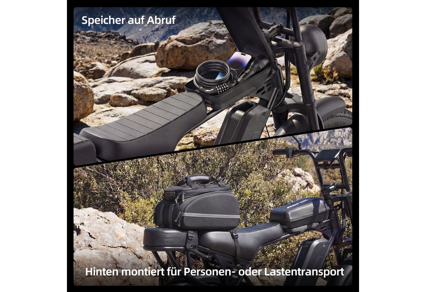 PixelPilot E-Bike Mountainbike X5 20 Zoll Fatbike 48 V 15 Ah Akku Elektrofahrrad und 4,0 Zoll Reifen, 1 Gang, Heckmotor, 720 Wh, (Packung)
