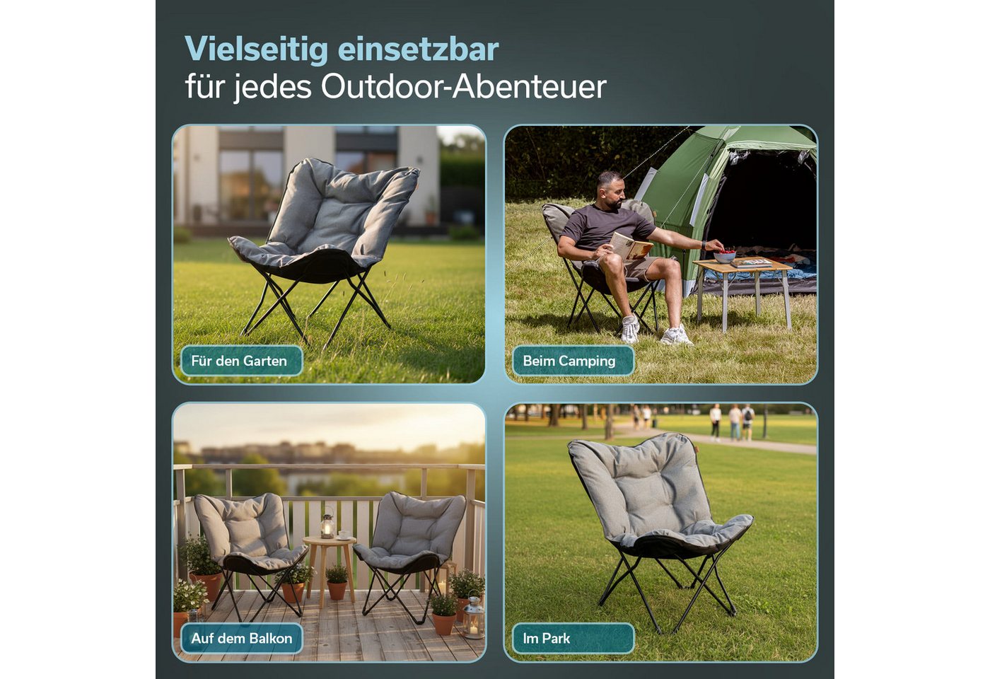 Skandika Campingstuhl Faltsessel Tolga XL, Campingsessel, Stuhl für Camping (Weiche Polsterung (abnehmbar), Maße 53 × 65 × 93 cm), Sitzhöhe 45 cm, belastbar bis 120 kg, 4,7 kg leicht, mit Tragetasche Bild 2