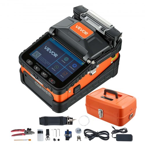 VEVOR Glasfaser-Spleißgerät LWL-Spleißgerät 6 Motoren 0,3µm Kernausrichtung, Fusionsspleißgerät mit VFL OPM für SM MM DS NZDS, 8s Spleißen, 18s Heizung, 5 Zoll Touchscreen, 3-in-1 Faserhalter, 5200mAh