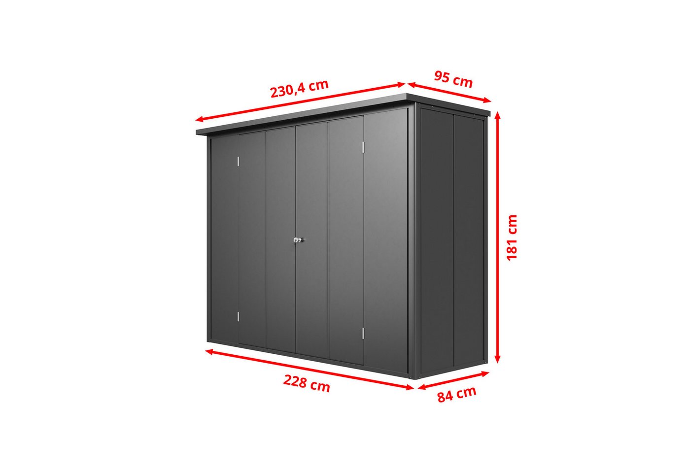 GFP Primeyard Geräteschrank FRANZ aus Metall Gartenschrank inkl. Boden, anthrazit 228x84x181 cm