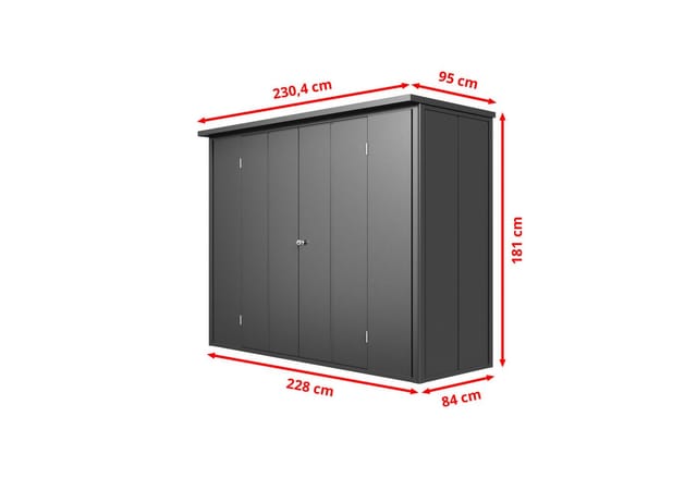 GFP Primeyard Geräteschrank FRANZ aus Metall Gartenschrank inkl. Boden, anthrazit 228x84x181 cm