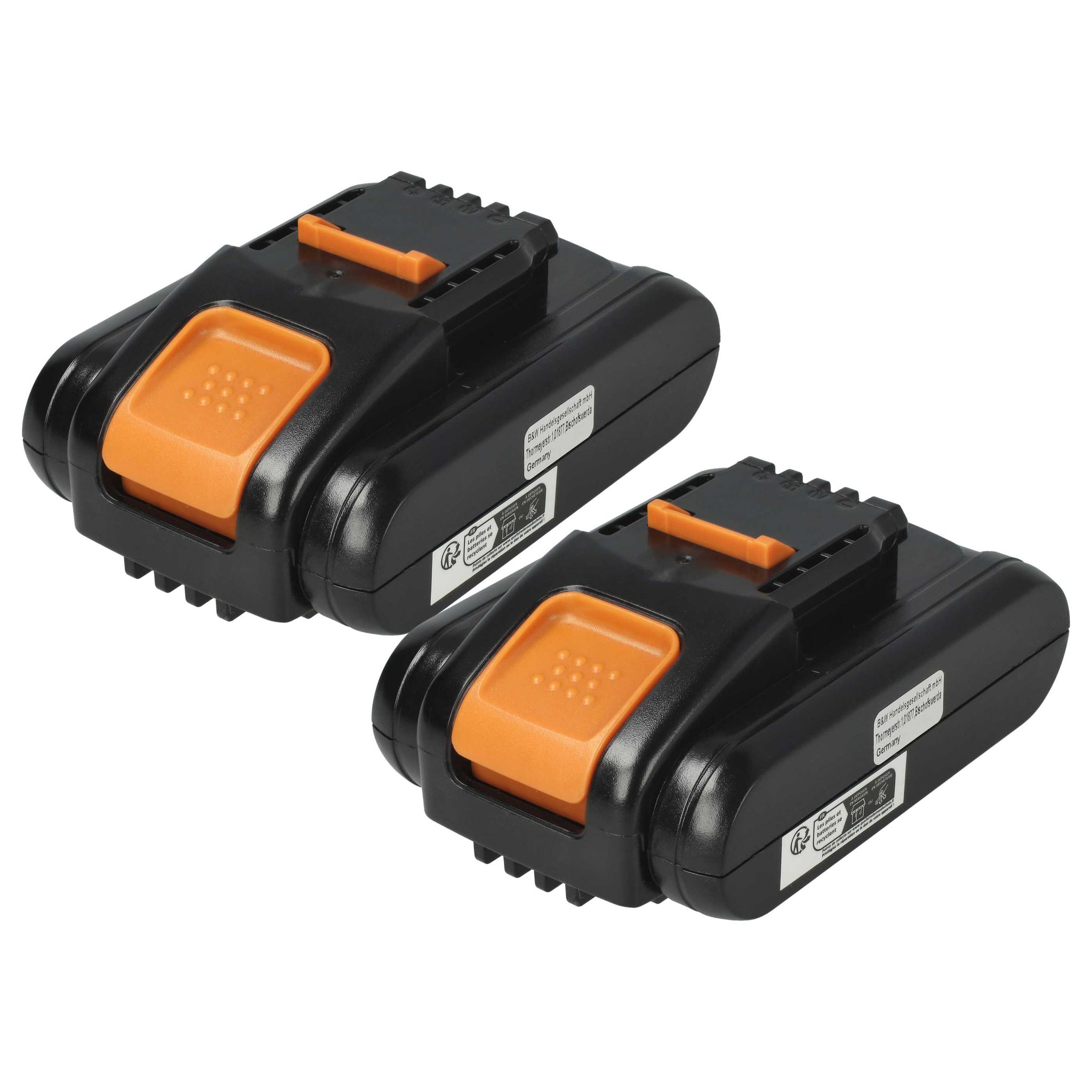 Extensilo 2x Akku Ersatz Für Worx Wa3551 Wa3551.1, Wa3572, Wa3549.1 Für Werkzeug (2500 Mah, Li-ion, 20 V)