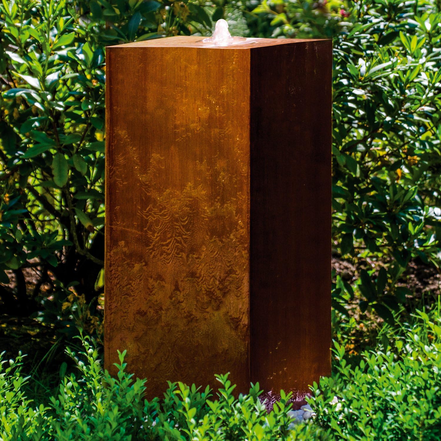 Köhko® Würfelbrunnen „peru“ Höhe 69 Cm Gartenbrunnen 31005 Aus Cortenstahl Mit Led-beleuchtung