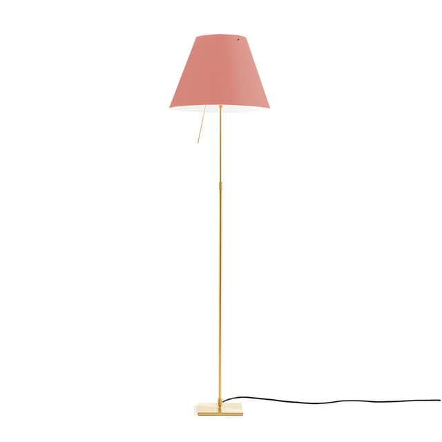 Luceplan Costanza Terra Teleskop mit Touchdimmer, Messing Schirm: mystisches Rosa