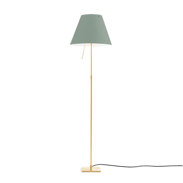 Luceplan Costanza Terra Teleskop mit Touchdimmer, Messing Schirm: seegrün