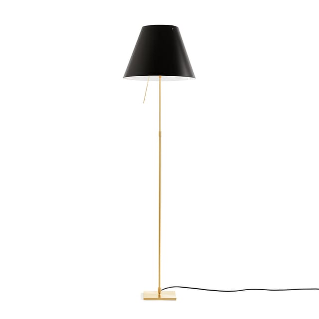 Luceplan Costanza Terra Teleskop mit Touchdimmer, Messing Schirm: lakritzschwarz