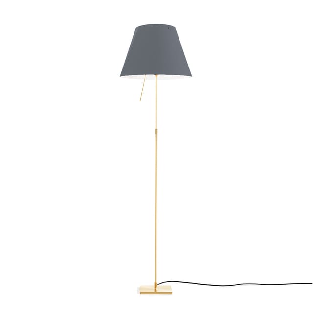 Luceplan Costanza Terra Teleskop mit Touchdimmer, Messing Schirm: betongrau