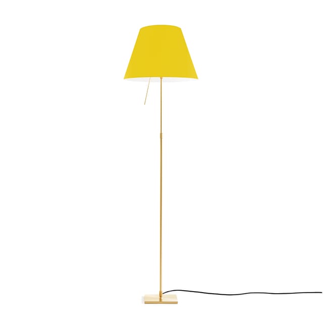 Luceplan Costanza Terra Teleskop mit Touchdimmer, Messing Schirm: kanariengelb