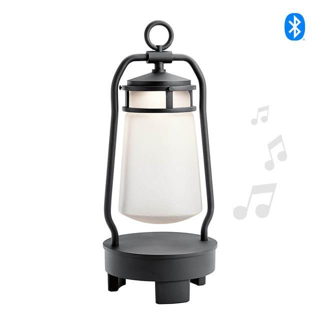 Elstead Lighting Lyndon LED Akkuleuchte & Bluetooth Lautsprecher schwarz