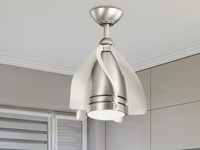 Elstead Lighting Terna Deckenventilator mit Licht Nickel matt / champagner