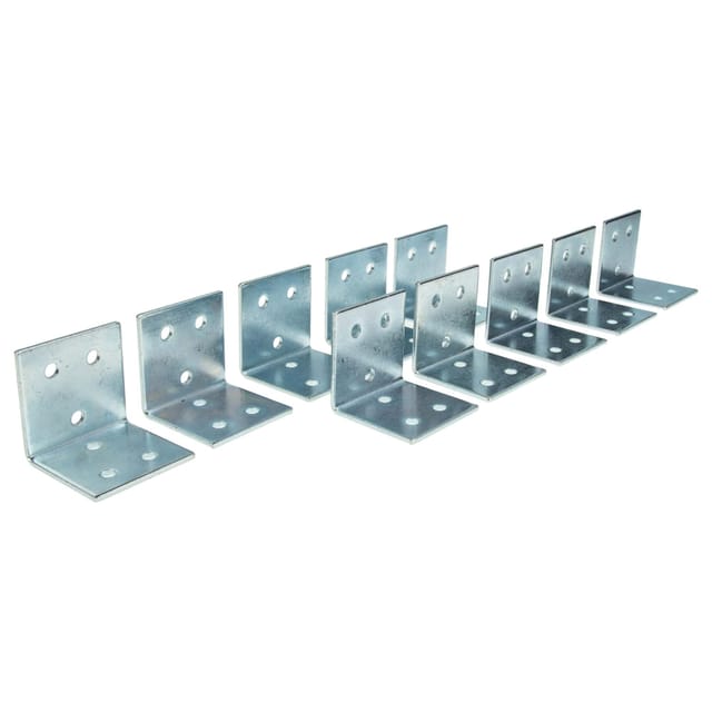 MASTERPROOF PROFESSIONAL Lochplattenwinkel-Set 40 mm x 40 mm x 40 mm x 2 mm, 10-teilig, feuerverzinkt