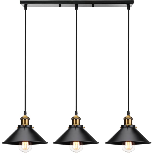 Pendelleuchte Ø22cm Lampenschirm 3 Flammig Eisen Kronleuchter Vintage Industrielle Hängelampe E27 Fassung Edison für Loft Esszimmer Wohnzimmer