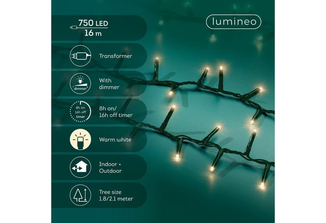 Lumineo LED Lichterkette Compact 1600 cm 750 Lichter warmweiß