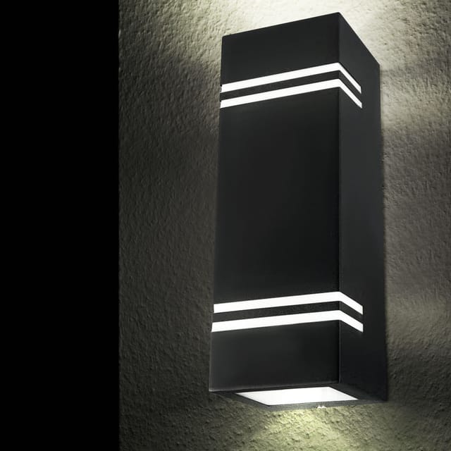 Up down Wand Lampe Edelstahl Außen Fassaden Strahler Hof Beleuchtung Garten Leuchte schwarz
