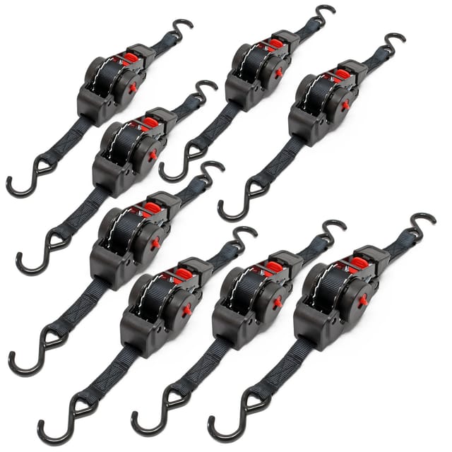 Wiltec - 8x Automatik Zurrgurt 100 daN Zuglast lgf 0,2 m lgl 1,8 pes Spanngurt, ideal für Autotransport