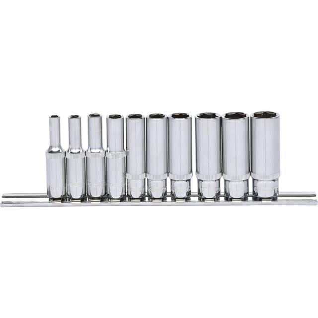 1/4' CHROMEplus Sechskant-Stecknuss-Satz, lang, 10-tlg 4-13mm