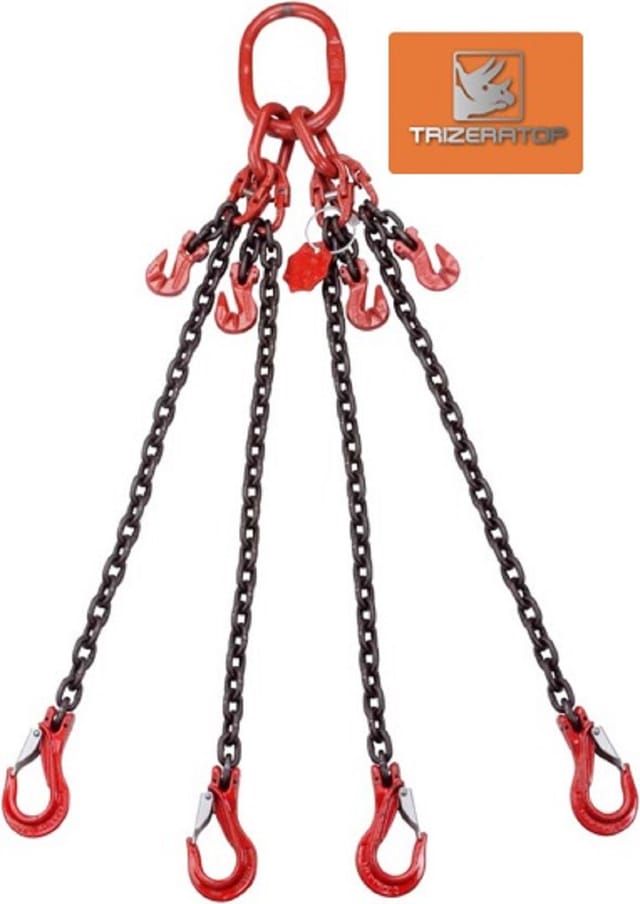 Anschlagkette Kettengehänge 4 Strang 8mm Kette mit Gabelkopfhaken Tragkraft 4250 kg 1,0 m mit Kettenkürzer