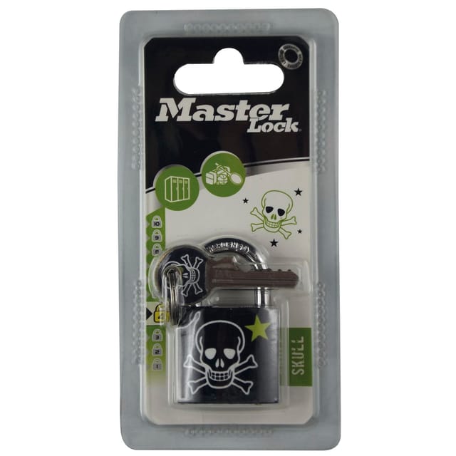 Master Lock - Vorhangschloss 'Skull' mit Schlüssel, Breite 30 mm, verschsp., sb