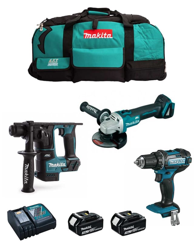Makita - Kit MPK18323A (DGA504 + DDF482 + DHR171 + 2 x 3,0 Ah + DC18RC + LXT600)