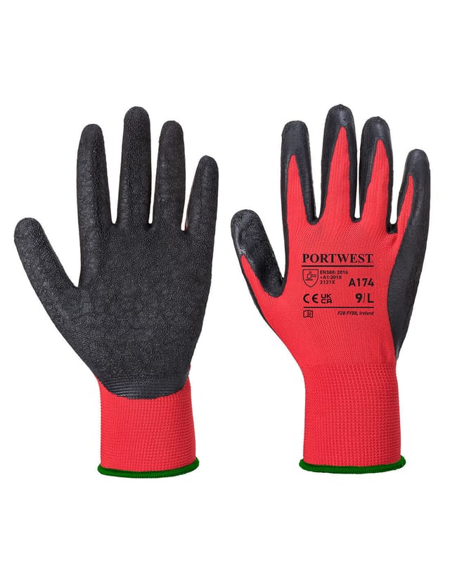 Latex-Handschuhe Flex Grip Rot/Schwarz 2XL – Größe 11