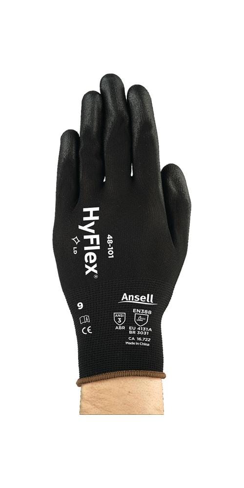 Handschuhe HyFlex® 48-101 Gr.7 schwarz en 388 psa ii Nyl.m.PU Ansell