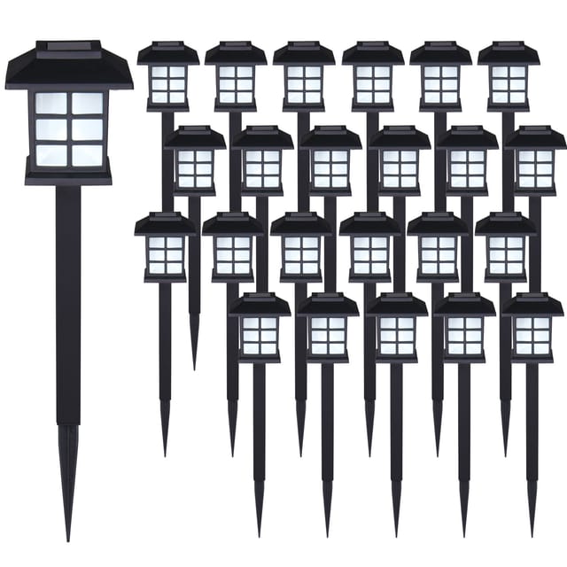 Monzana® led Solarlampe Außen Wetterfest IP44 Erdspieß Solar Garten Laterne Schwarz Solarleuchte Balkon 24er Set