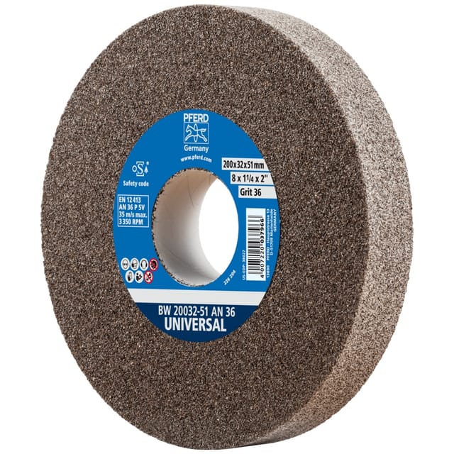 Pferd - Schleifbockscheibe ø 200x32 mm Bohrung-Ø 51 mm A36 für universelle Schleifaufgaben