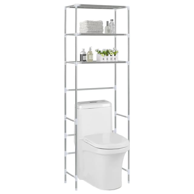 Toilettenregal 3 Ablagen Silbern 53x28x169 cm Vidaxl
