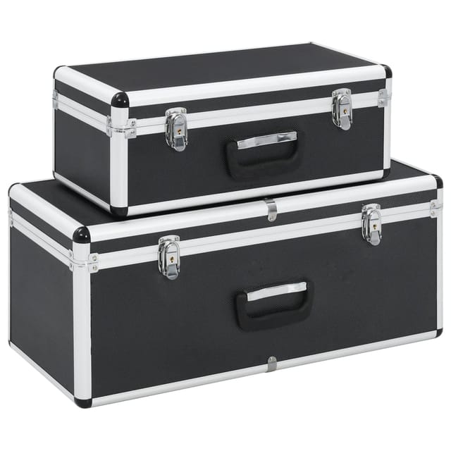 Aufbewahrungskoffer 2 Stk. Schwarz Aluminium - Vidaxl