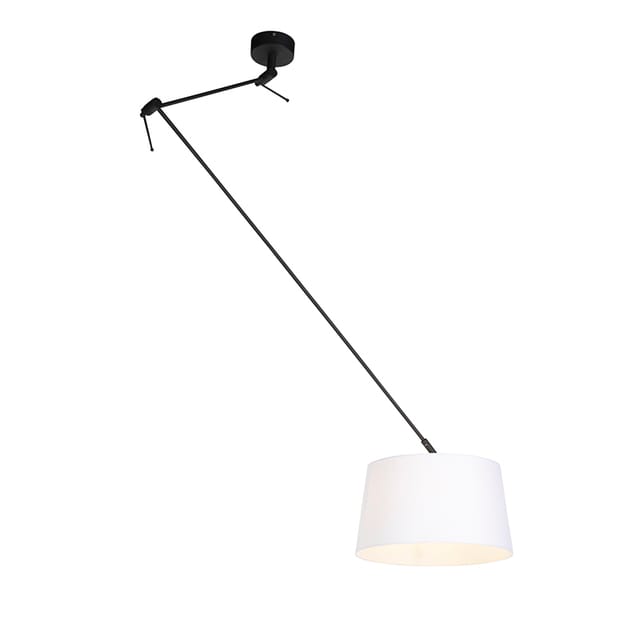 Hängelampe mit Leinenschirm weiß 35 cm - Blitz i schwarz