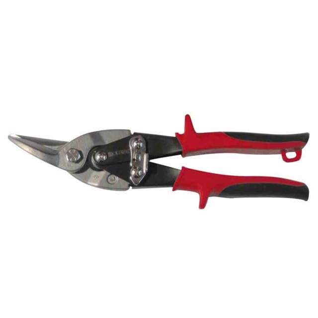 Blechschere rot/schwarz links mit 2 Komponenten-Griff
