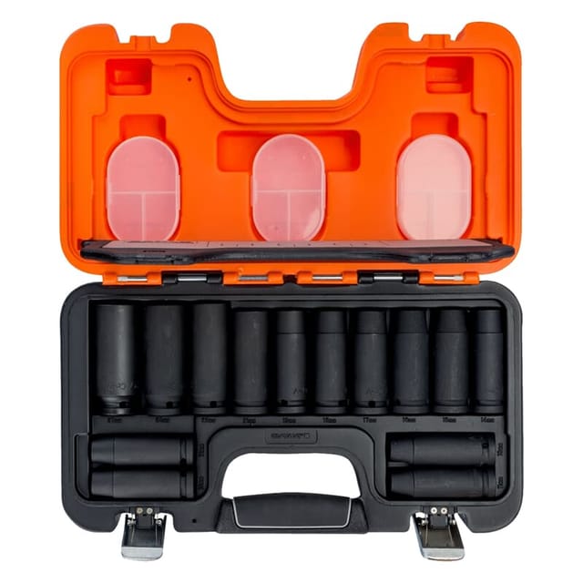 Bahco - 1/2' Kraftsteckschlüssel Satz Schlagschrauber Nüsse lang 10-27 mm 14 tlg.