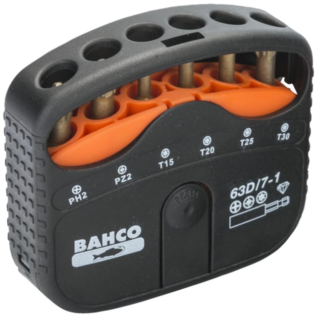 Bahco 1/4 Diamant-Torsions-Schraubendreher-Bitsatz für Phillips-, Pozidriv- und TORX-Schrauben mit Bithalter
