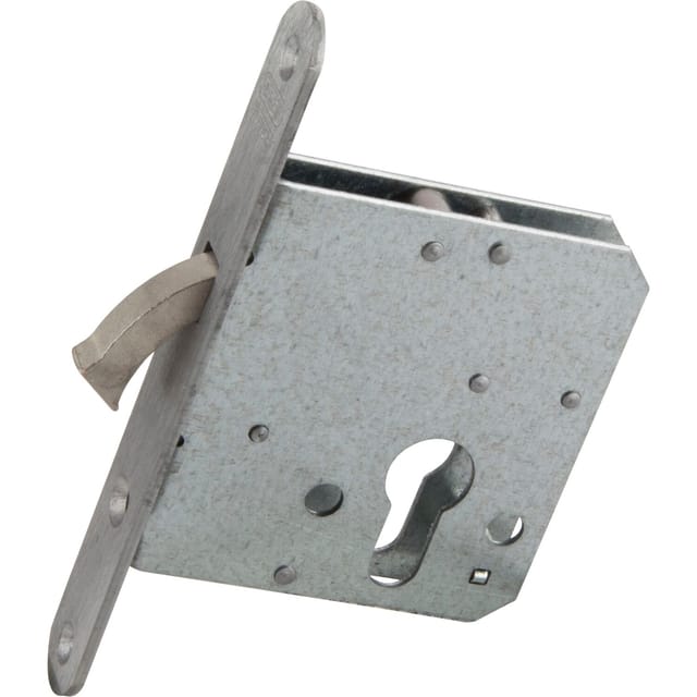 Assa Abloy - Schiebetürschloss m. vernickeltem Bogenriegel, pz, dm 65, Stulp rund, Edelstahl