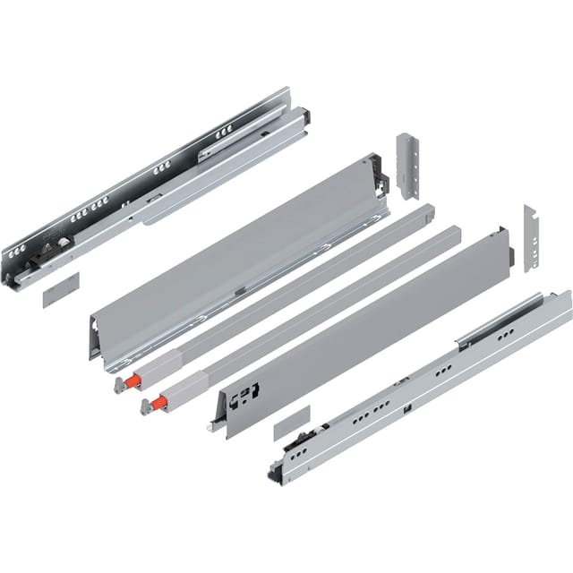 Tandembox antaro C-Reling Schubladenschienen-Set 1 Paar, 65kg 600mm Vollauszug otion, grau - Blum