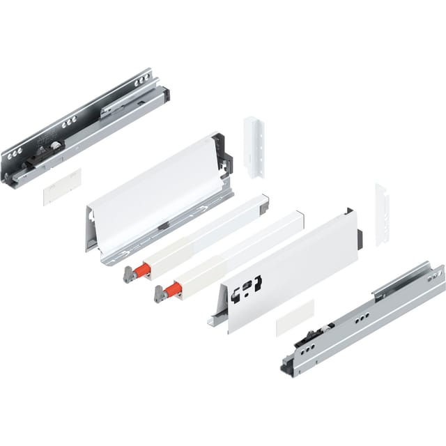 Tandembox antaro C-Reling Schubladenschienen-Set 1 Paar, 30kg 270mm Vollauszug otion, seidenweiß - Blum