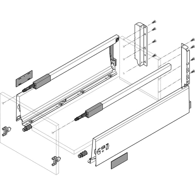 Tandembox antaro D-Reling(K) Schubladenschienen-Set 1 Paar, 30kg 450mm Vollauszug otion, gra - Blum