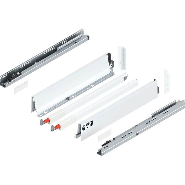 Tandembox antaro C-Reling Schubladenschienen-Set 1 Paar, 30kg 450mm Vollauszug otion, seidenweiß - Blum