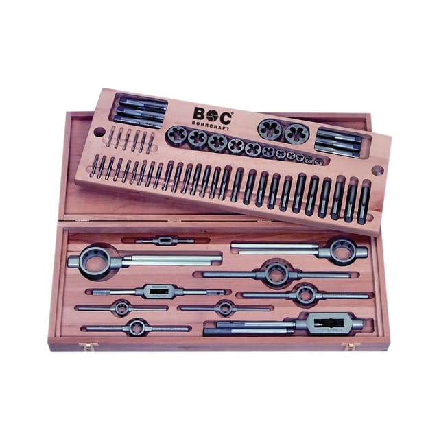 Gewinde Schneidsatz hssg/hss M3-M24 in Holzkassette 62-teilig - Bohrcraft