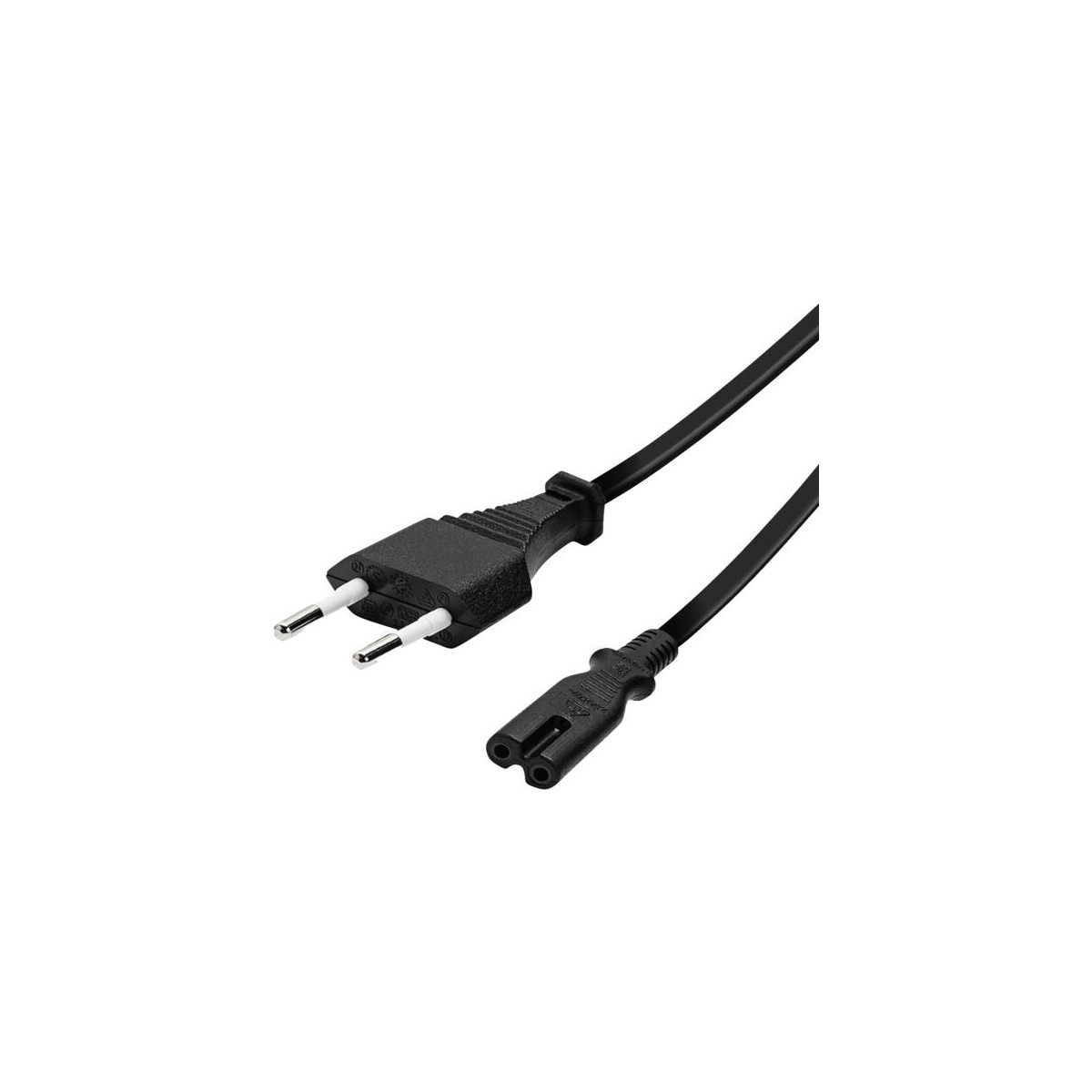 Vivanco Netzanschluss-kabel 1,25 M Langes Netzkabel Mit Zweipoligem Europasteckerschwarz