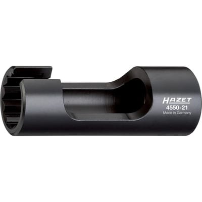 Einspritzleitungs-Schlüssel, Vierkant hohl 12,5 mm (1/2), Außen-Doppel-Sechskant Profil, 21 mm - Hazet
