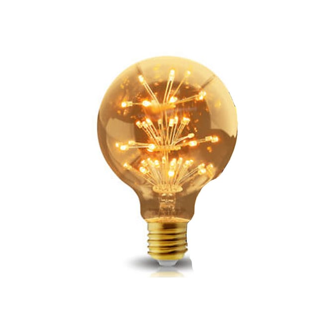 3-W-Led-Lampe, Warmweiß, E27-Sockel, G95-Kugelform, Heller Stern, 2200 K