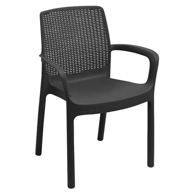 Gartenstuhl Torino, Gartensitz, Stuhl für Esstisch, Outdoor-Sessel in Rattan-Optik, 100 % Made in Italy, Cm 54x60h82, Anthrazit