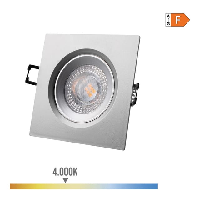 EDM - led Einbaudownlight eckig 5W 4000K Tageslicht Chromrahmen Elektroerosion 9x9cm 31634