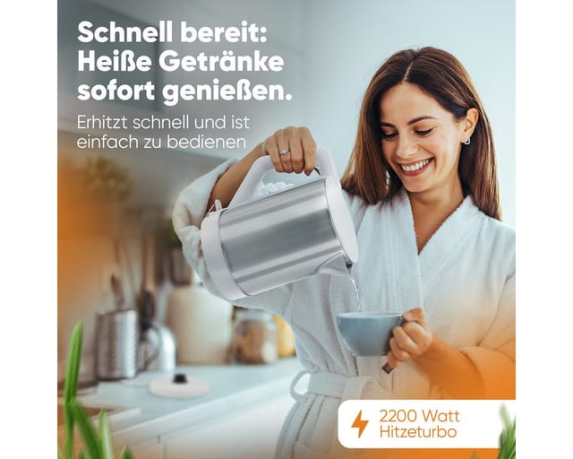 Clatronic - Wasserkocher wks 3692, 1,5 l, 1850 w, Cordless, weiß