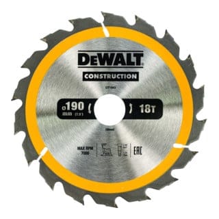 DT1943-QZ Kreissägeblatt 190 x 30 mm, 18 Zähne, genageltes Holz - Dewalt