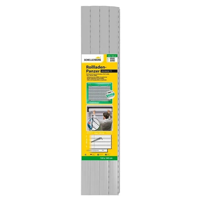 Schellenberg - Rollladenpanzer komplett Set für System Mini 120 x 140 cm grau Rollladenpanzer